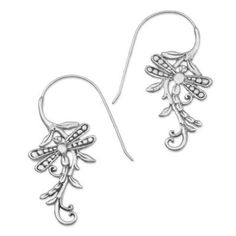 Delightful dragonflies flutter about delicate tendrils of vines in this pair of wonderful earrings. Indonesian artisan Nyoman Rena hand-crafts sterling silver into a magnificent and alluring openwork design. Elegant Sterling Silver Dragonfly Earrings, Elegant Dragonfly Jewelry With Ear Wire, Elegant Dragonfly Earrings With Ear Wire, Paw Print Jewelry, Ribbon Jewelry, Sterling Silver Drop Earrings, Printed Jewelry, Silver Drop Earrings, Dragonflies