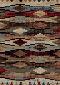 an area rug with different colors and patterns