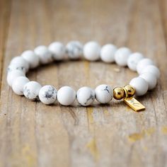 The Handmade Natural Howlite Beaded Bracelet with a Gold Plated Tag looks great. It will make the perfect gift 🎁 for someone special, or treat yourself as you deserve it 💖 🥰 These Bracelets have been made using high quality Natural Howlite and have a Gold Plated Tag with MC for MantraChakra. They are available as 4mm, 6mm and 8mm. Howlite Strengthens Memory and stimulates desire for knowledge. Howlite is a calming stone, a stone of patience and perspective and can help when you have a lot of Calming Stones, Customer Loyalty, You Deserve It, Chakra Stones, Energy Crystals, Treat Yourself, You Deserve, Beaded Bracelet, Handmade Natural