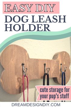 an easy diy dog leash holder is great for storing your pup's stuff