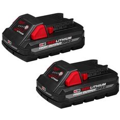 2 batteries for the milwaukee redlithim compact battery pack, two are shown in black and one is red