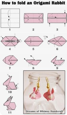 how to fold an origami rabbit in a glass jar with instructions on how to fold it