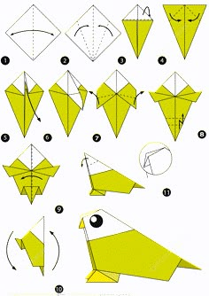 how to make an origami bird with paper step by step instructions for kids