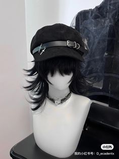 Original Design Women's Black Beret Punk Style Subculture Neutral Painter Hat Cross Metal Girls Caps Goth Hats, Punk Poses, Easy Hair Drawings, Alt Style Outfit, Japanese Accessories, Punk Subculture, Cool Hair Designs, Black Beret, Unique Hats