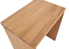 a close up of a wooden table on a white background