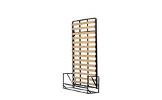 a tall metal rack with wooden slats on it