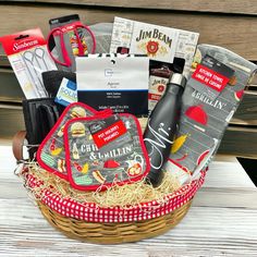 a basket filled with lots of different items