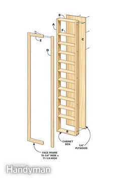 the diagram shows how to build a tall bookcase with shelves and drawers for books