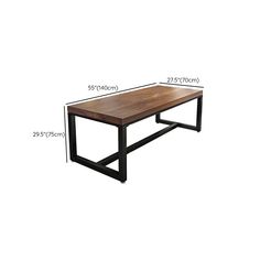 a table with measurements for the top and bottom part of it, including two legs