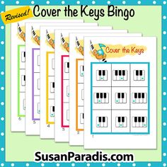 four sheets of piano cover the keys bingo game