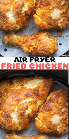 air fryer fried chicken is in the process of being cooked and then put into an air fryer