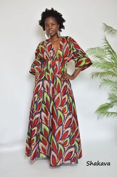 Joli Fire print maxi dress flare maxi dress African clothing African fashion PRODUCT SPECIFICATIONS: All clothes are tailored and handmade with love and attention to details. Dress design - Open front bodice, flared skirt Separate sash/belt Material - 100% cotton SIZE CHART Sizes XXS to 3XL (please see detailed size chart in photos). Can be made-to-measure; please leave your measurements in the personalization box ADDITIONAL INFORMATION New and unworn: Yes Handmade in Kenya: Yes Patterned V-neck Maxi Dress With Vibrant Print, Bohemian Red A-line Maxi Dress, Green Printed A-line Maxi Dress, Bohemian Multicolor Maxi Dress, Bohemian Multicolor Print Maxi Dress, Red Abstract Print Dress For Vacation, Red Abstract Print Summer Maxi Dress, Red Abstract Print Maxi Dress For Summer, Multicolor A-line Maxi Dress For Vacation