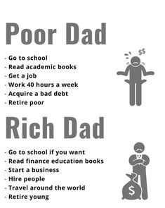 a poster with the words poor dad and rich dad