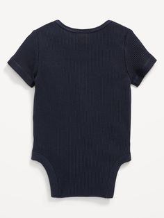 Rib-knit crew neck.  Short sleeves.  Ring-snaps along inseam for easy dressing and diaper changing.  Soft-washed rib-knit cotton blend, with comfortable stretch.  This bodysuit is totally adorable & unisex, too.  Wearable & shareable for him, for her, for them.  Baby short-sleeve rib-knit bodysuit has snug fit. machine wash according to the care instruction label spandex 5% polyester 38% cotton 57% Navy One Piece, Ribbed Knit Bodysuit, Baby Fits, Navy Baby, Knit Bodysuit, Baby Shorts, Short Sleeve Bodysuit, Pajama Shirt, Unisex Baby