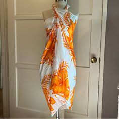 Gorgeous Orange Hibiscus Sarong Nwt 60” X 82” 100% Rayon Hand Wash Only From Hawaii Mahalo! Orange Hibiscus, Sarong, Orange White, Color Orange, Hibiscus, Scarf Wrap, Scarf Accessory, Hawaii, Hand Wash