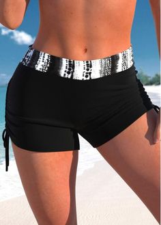 Color:Black;Size:L;Size:XL;Size:XXL;Package Contents:1 X Swim Shorts; Lace Up Shorts, Shorts Swimsuit, Swimsuit Two Piece, Plus Size Bohemian, Plus Size Boho, Black Tie Dye, Estilo Boho, Tie Dye Print, Two Piece Set