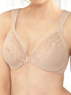 Looking beautiful and feeling confident come naturally when wearing this elegant front-closure bra. That's because the brassiere combines moisture-wicking cups with hidden bands to support the bust while preventing the underwire from touching your body. The result is all-day comfort (no poking underwires, here!) and shaping that makes you look your best. Front-close styleMoisture-wicking lace cupsHidden-comfort bandsSide-shaping panelsWide, adjustable strapsNylon/polyester/spandexHand wash, line Elegant Full Coverage Nursing Bra With Soft Touch, Elegant Full Coverage Soft Touch Bra, Elegant Soft Touch Bra, Elegant Fitted Bra With Soft Touch, Elegant Fitted Soft Touch Bra, Elegant Full Cup Bra With Soft Touch, Elegant Full Cup Soft Touch Bra, Elegant Full Coverage Beige Nursing Bra, Elegant Underwire Nursing Bra With Soft Touch