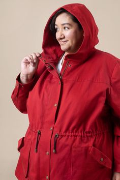 Style meets function with the Kelly Anorak; a classic shape with a modern cut, this simple coat is the perfect choice for transitional weather. Lightweight and unlined, it features a two-piece cuffed sleeve, optional drawstring waist, gusseted flap pocket and a zipper placket with snap buttons. View A will keep you warm and dry with a roomy three-piece hood, while View B features a classic stand-up collar. Everyday Solid Outerwear With Double-lined Hood, Everyday Outerwear With Double-lined Hood, Everyday Winter Outerwear With Drawstring Hood, Everyday Winter Parka With Pockets, Weatherproof Solid Color Utility Outerwear, Utility Weatherproof Solid Outerwear, Solid Weatherproof Utility Outerwear, Classic Parka With Detachable Hood For Fall, Utility Outerwear With Drawstring Hood In Solid Color