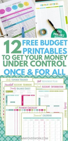 the ultimate printable budget binder with text overlay that says, 12 free budget binders to get your money under control once & for all