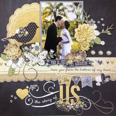 a scrapbook page with an image of a bride and groom