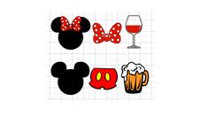 mickey mouse ears and wine glasses