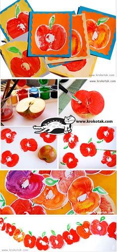 an apple themed art project for kids with apples painted on them and then cut out