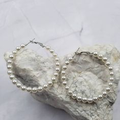 Pearlescence Beaded Hoop Earring Pearl Beaded Design Hoop Earring Diameter 5cm Beaded Hoop Earring, Earring Pearl, Beaded Hoop Earrings, Beaded Hoops, Accessories Jewelry Earrings, Bead Designs, Pretty Jewellery, The Pretty, Women Accessories Jewelry