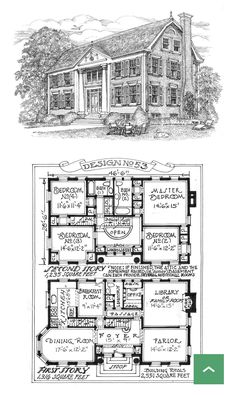 an old house with two floors and three stories on the first floor is shown in this drawing