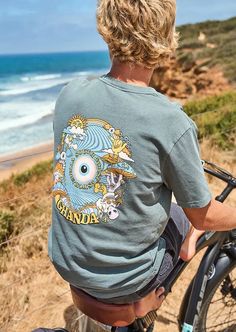 Surf Tee | Ghanda Clothing Ghanda Clothing, Surf Tee, Blue Design, True Vintage, Vintage Look, Oversized Fits, Vintage Looks, Surfing, Graphic Tees