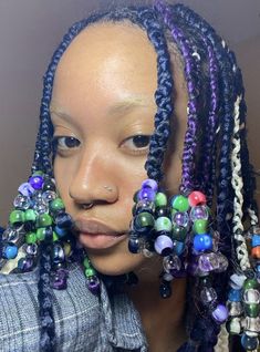 Green Braids With Beads, Feminine Hairstyles, Birthday Hair, Jairzinho, Hair Reference, Dye My Hair, Hair Inspo Color, Creative Makeup, Black Girls Hairstyles