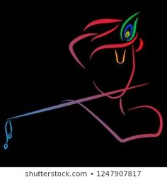 an abstract drawing of a man with a musical instrument in his hand on a black background