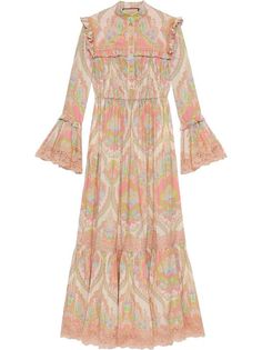 Gucci floral-print Ruffle Dress - Farfetch Prairie Dresses, Long Midi Skirt, Muslin Dress, Gucci Floral, Corset Midi Dress, Long Midi Dress, Printed Cotton Dress, Maxi Styles, Dreamy Dress