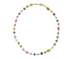 A rainbow of mixed-shape beads make this stunning Mallary Marks necklace a must-have for any serious collector. With a color to match everything, each bead - including tourmaline, aquamarine, amethyst, tanzanite, mandarin garnet, tanzanite, chalcedony, peridot, sapphire and turquoise - is wrapped in 22K yellow gold wire to create the continuous strand. Layered with your other favorites or worn alone, it also offers an understated elegance. total length : 16 3/4" : 22K yellow goldaquamarine : 10. Luxury Multicolor Briolette Necklaces, Luxury Multicolor Briolette Necklace, Luxury Multicolor Round Bead Jewelry, Luxury Multicolor Multi-stone Necklaces, Luxury Multicolor Briolette Jewelry, Luxury Multicolor Beaded Jewelry, Luxury Multicolor Single Strand Necklaces, Luxury Multicolor Single Strand Necklace, Luxury Multicolor Necklaces With Natural Stones