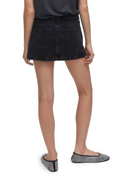 This miniskirt is crafted from nonstretch denim in a versatile inky wash. Zip fly with button closure Five-pocket style 100% cotton Machine wash, line dry Imported Denim Skirt With Pockets Short Length, Dark Wash Cotton Denim Mini Skirt, Dark Wash Cotton Mini Skirt, Dark Wash Cotton Mini Skort, Dark Wash Cotton Mini Denim Skirt, Dark Wash Cotton Mini Skirt With Pockets, Short Dark Wash Cotton Denim Skirt, Dark Wash Cotton Cutoff Skort, Dark Wash Cotton Skort With Pockets