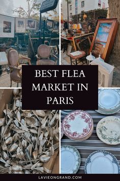 the best flea market in paris, france with overlays of antique furniture and antiques