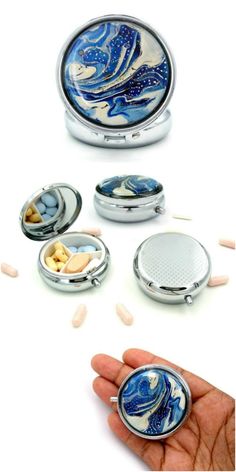 Carrying your pills wherever you go has never been easier, use this cute round pill storage box.  #pillbox #pillorganizer #pillcase #birthcontrol  #pills #painmanagement #multivitamin #sportsmedicine #fertility #medication #multivitamins #fishoil #dietarysupplement #shophandmade #artisanmade #handmadeaccessories #etsysellers #etsyhandmade #makersmarket #etsyshopowner Pill Storage