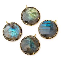 26mm with ring, this Vermeil Bezeled Labradorite Faceted Coin Pendant with Black CZs is sold as 1 focal piece with multi color flash. Gold Gemstone Beads And Cabochons, Gold Gemstone Round Beads, Gems And Cabochons, Round Gemstones With Accents For Jewelry Making, Gold Round Beads, Gems, And Cabochons For Gifts, Labradorite Jewelry With Round Stones, Round Labradorite Jewelry With Stones, Making Beads, Coin Pendant, Focal Bead