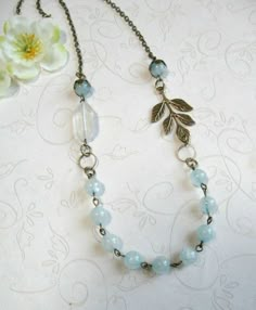 Vintaj Jewelry, Style Cottage, Bohol, Blue Necklace, Jade Beads, Hand Made Jewelry, Cottage Chic, Jewelry Projects