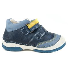 Premium quality first walker with genuine leather lining and upper in dark blue with yellow and blue decor. Thanks to its high level of specialization, D.D. Step knows exactly what your child€™s feet need, to develop properly in the various phases of growth. The exceptional comfort these shoes provide assure the well-being and happiness of your child. Features: High top provides extra support for the ankle Padded heel liner for extra comfort Double velcro straps ensure a snug fit Sturdy heel cou Yellow And Blue Decor, Girls Winter Boots, Toddler Boy Shoes, Waterproof Shoes, Boy Shoes, Blue Decor, Yellow And Blue, Dress Sandals, Toddler Shoes