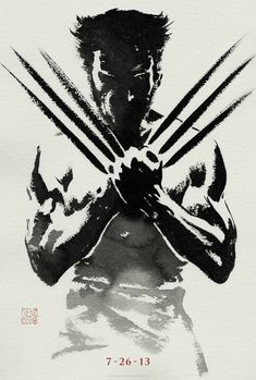 the wolverine poster has been drawn in black and white