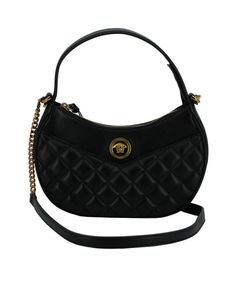 Indulge in the luxury of Versace with this stunning Half Moon Shoulder Bag, perfect for the discerning fashionista. Brand new with tags and accompanied by its original dustbag. Crafted from exquisite lamb leather in a sleek black hue, the bag features the iconic Medusa head logo, symbolizing the brand’s rich heritage. The functional zip closure opens to reveal a spacious main compartment, an interior slip pocket for small essentials, and an exterior slip pocket for easy access. Gleaming gold-tone hardware enhances the bag’s opulent aesthetic, while the removable chain and leather shoulder strap offer versatile wearing options as a shoulder bag or crossbody.
Color: Black
Material: Lamb Leather
Country of origin: Italy
Top Handle: 31cm leather
Strap: 100cm removable chain and leather
Measure Moon Shoulder Bag, Brands Fashion, Medusa Head, Trends 2024, Strap Tops, Half Moon, Leather Accessories, Leather Top, Satchel Bags