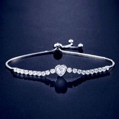 Wedding Jewelry - Heart CZ Bridal Bracelet - Available in Silver Pretty Jewelry Necklaces, Jewelry Aesthetic, Wedding Accessories Jewelry, Pretty Jewelry, Bridal Bracelet, Silver Accessories, Matching Necklaces, Dream Jewelry, Pretty Jewellery