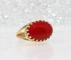 Red Gemstone Ring, Coral Ring, Coral Statement Ring, Engagement Ring, gold Coral ring, Women's Ring, Fashion Ring, Precious Stone Ring Details of item: Metal: 14k gold filled or silver sterling Gemstone: lab red coral 13*18 mm Available all size us The ring will be packed in a gift box. Ready to ship 1-3 days, FOR MY CORAL RINGS HERE: https://www.etsy.com/il-en/shop/rebekajewelry?ref=hdr_shop_menu&search_query=CORAL+RING TO GET TO MY ETSY SHOP: https://www.etsy.com/il-en/shop/rebekajewelry T Elegant Wedding Jewelry, Red Stone Earrings, Red Gemstone Ring, Engagement Ring Gold, Blue Opal Ring, Ear Crawler Earrings, Precious Stones Rings, Crystal Chandelier Earrings