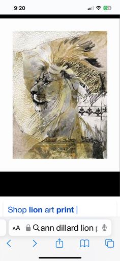 an image of a lion with long hair on it's face and the words shop lion art print