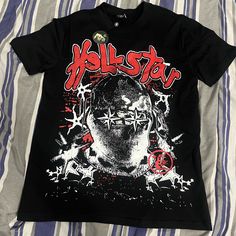 Black Hellstar Graphic Tee Size Medium Tags Come With Shirt Labeled Chrome Hearts Because No Hellstar Chrome Hearts Shirt, Black Graphic Tee, Shirt Label, Black Graphic Tees, Shirts Black, Y2k Black, Chrome Hearts, Graphic Shirts, Black Tee