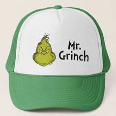 The holidays will not be complete without The Grinch! HOW THE GRINCH STOLE CHRISTMAS is a classic story of a town called Who-ville and how the Christmas spirit can melt even the coldest of hearts. Mrs Grinch, How Grinch Stole Christmas, Dr Seuss Books, Dr. Seuss, Mr Grinch, The Grinch Stole Christmas, Christmas Grinch, Grinch Stole Christmas, Baseball Trucker Hat