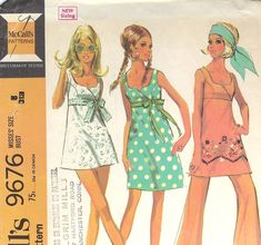 60's Swimsuit, Dress, Top & Pants Sewing Pattern Size 8 Bust 31.5 The pattern is cut and complete. The envelope has age-related wear.     All patterns are mailed in quality archival storage sleeves. 70s Mode, Vestidos Retro, Swinging 60s, Bathing Suit Dress, Oc Stuff