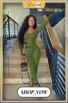 Solid Low Cut Long Sleeve Bodycon One Piece Jumpsuit Trendy Bodycon Solid Jumpsuits And Rompers, Bodycon Long Sleeve Jumpsuits And Rompers For Spring, Spring Bodycon Long Sleeve Jumpsuits And Rompers, Casual Bodycon Jumpsuits And Rompers With Long Sleeves, Casual Long Sleeve Bodycon Jumpsuits And Rompers, Casual Solid Color Unitard For Spring, One Piece Jumpsuit, Jumpsuits And Romper, Jumpsuit Fashion