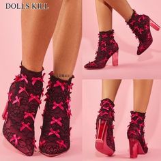 Chic Lace-up Boots With Pointed Toe For Party, Trendy High Ankle Lace-up Boots For Parties, Trendy Party Lace-up Boots With Pointed Toe, Trendy Lace-up Boots With Pointed Toe For Party, Fitted Ankle-high Lace-up Party Boots, Trendy Pointed Toe Lace-up Boots For Party, Spring Party Pink Booties, Fitted Lace-up Party Boots For Spring, Fitted Lace-up Boots For Spring Party