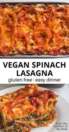 vegan spinach lasagna is an easy dinner recipe